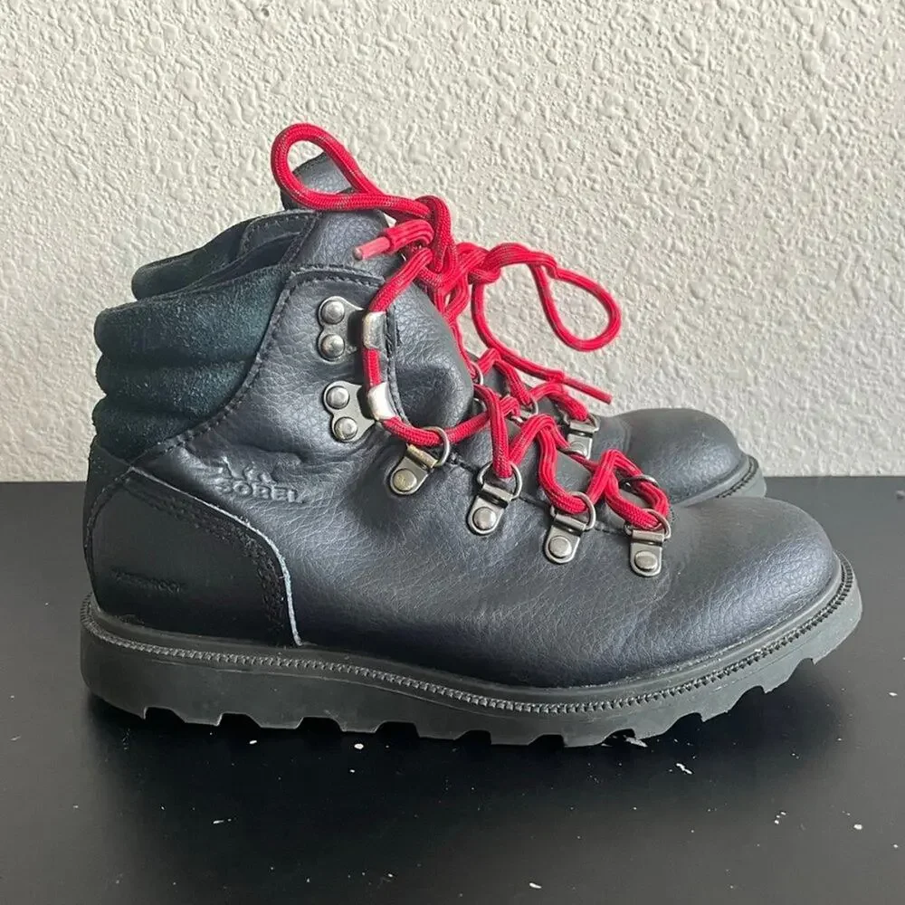 Sorel Unisex Madson Black Waterproof Hiker Boots Size 2 Style NY2994-010